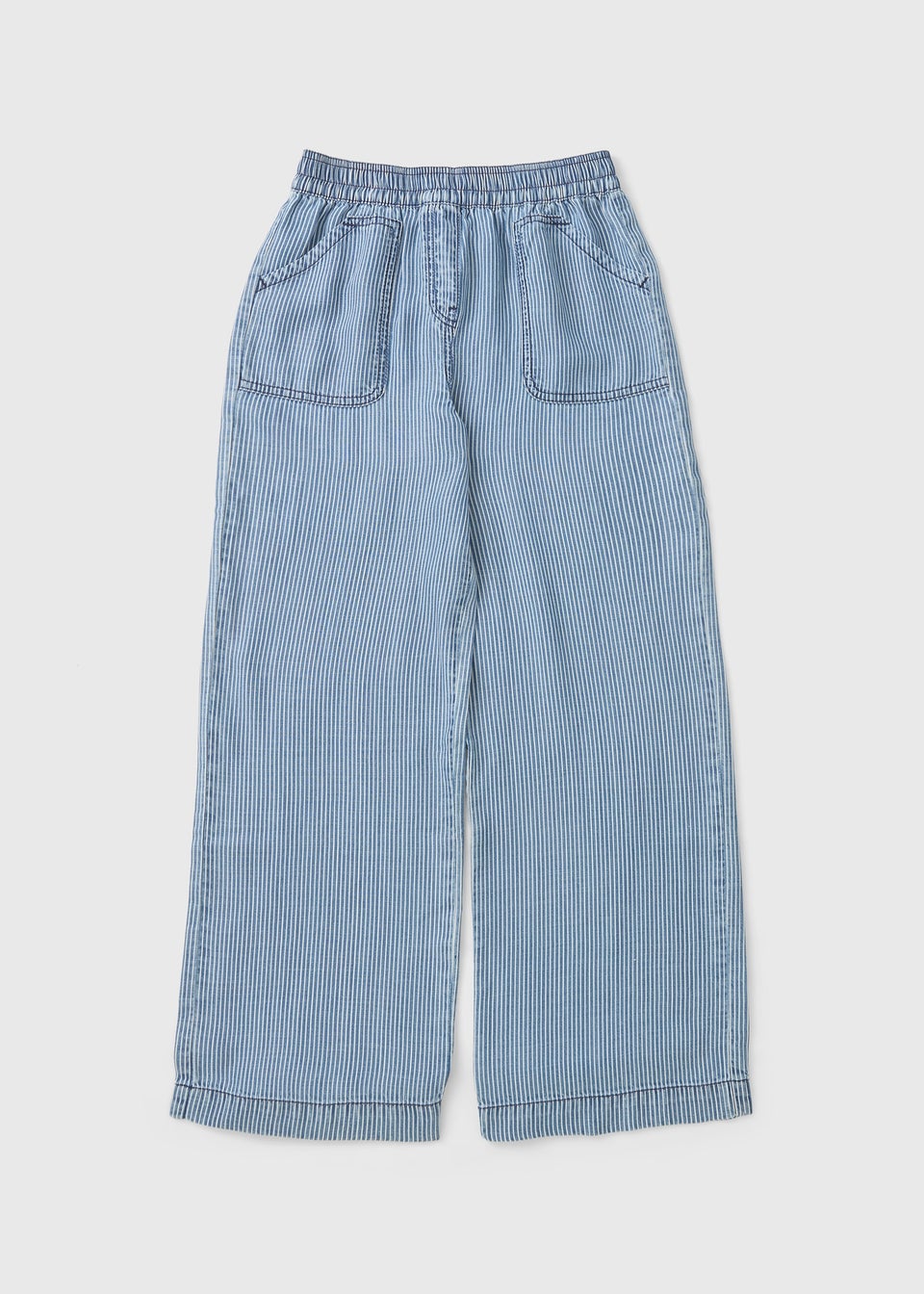 Girls Blue Pinstripe Wide Leg Trousers