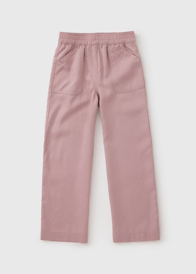 Girls Pink Chambray Wide Leg Trousers (7-15yrs)