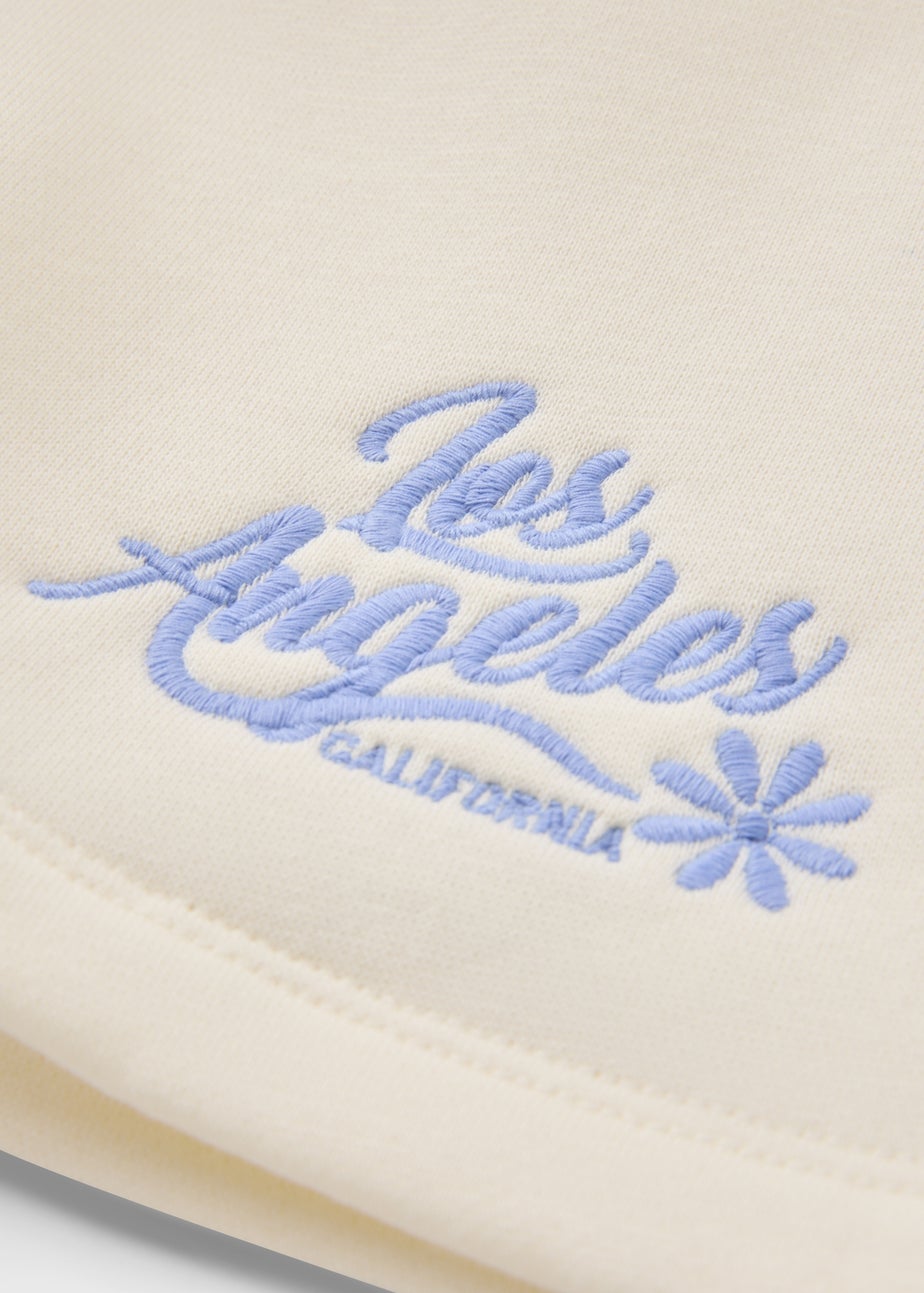 Girls Cream Los Angles Jogger Shorts (7-15yrs)