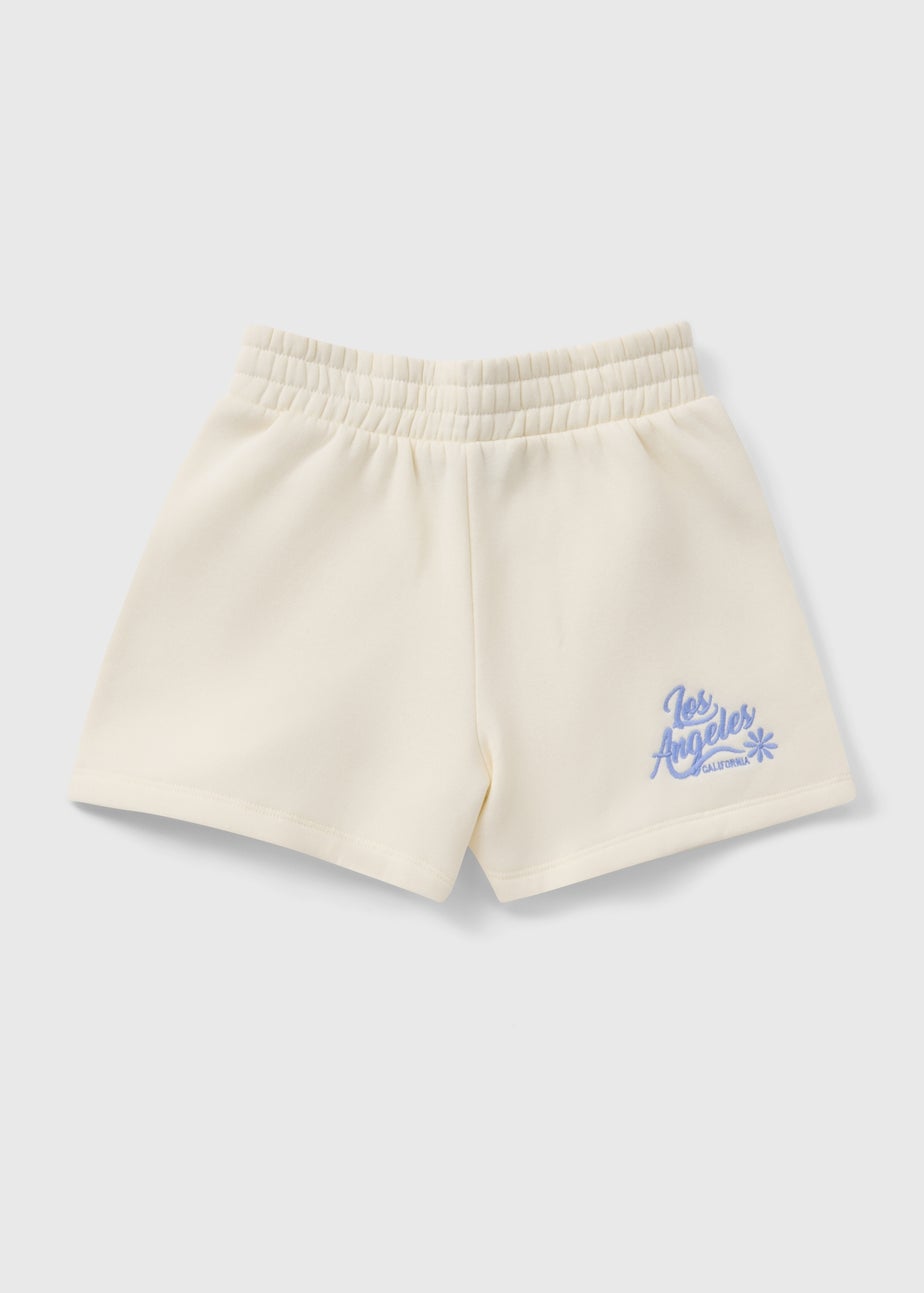Girls Cream Los Angles Jogger Shorts (7-15yrs)