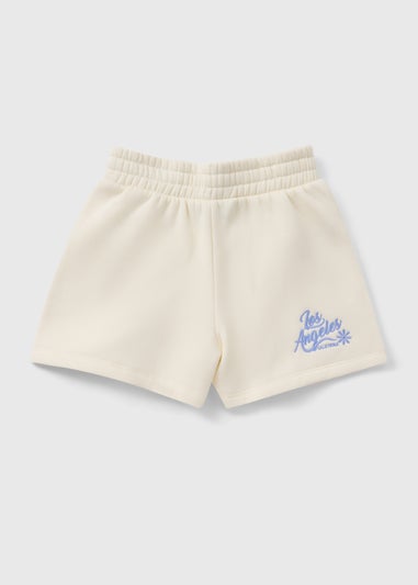 Girls Cream Los Angles Jogger Shorts (7-15yrs)