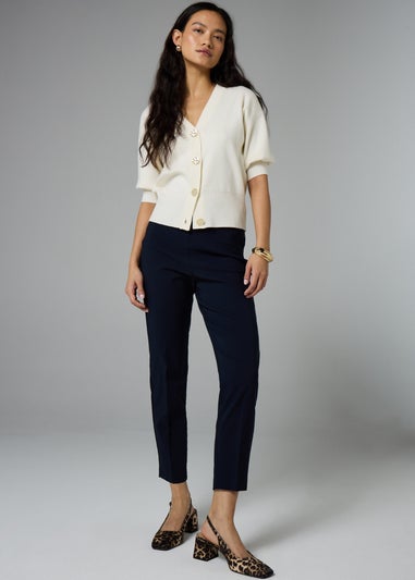 Et Vous Navy Bengaline Ankle Grazer Trousers