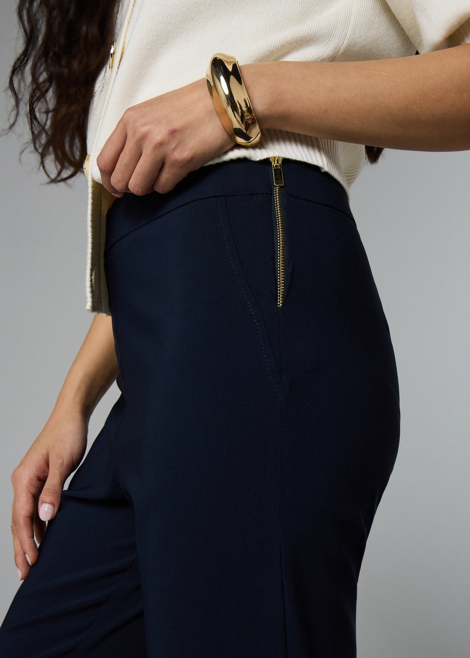 Et Vous Navy Bengaline Ankle Grazer Trousers