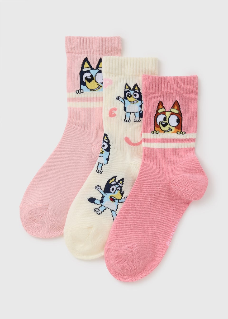 3 Pack Bluey Girls Sports Socks (Younger 6/8.5-Older 4/6.5)