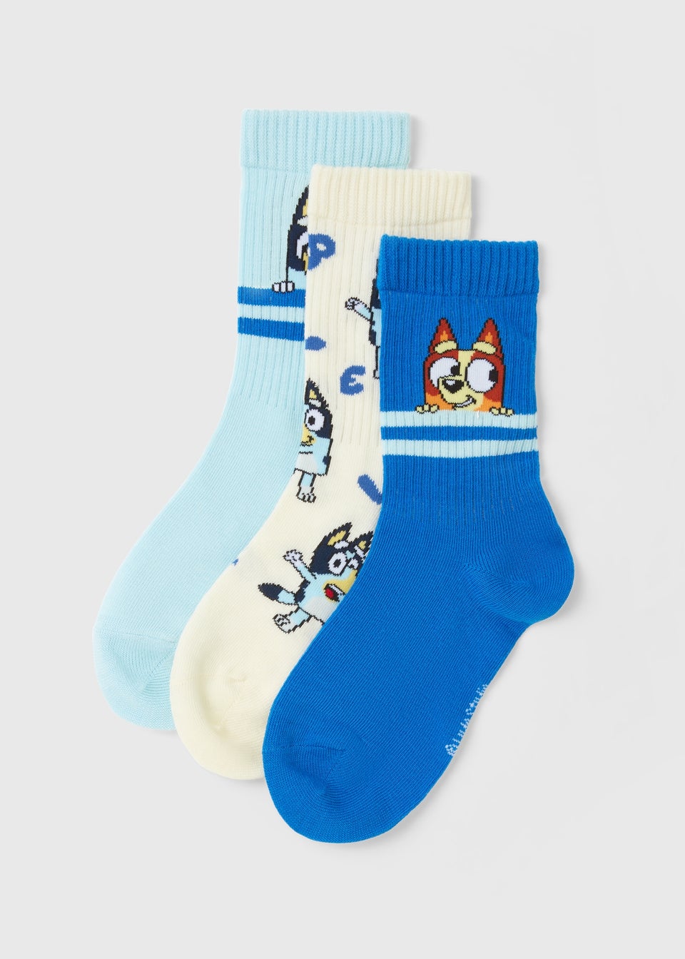 3 Pack Bluey Kids Multicoloured Socks (Younger 6/8.5-Older 4/6.5)