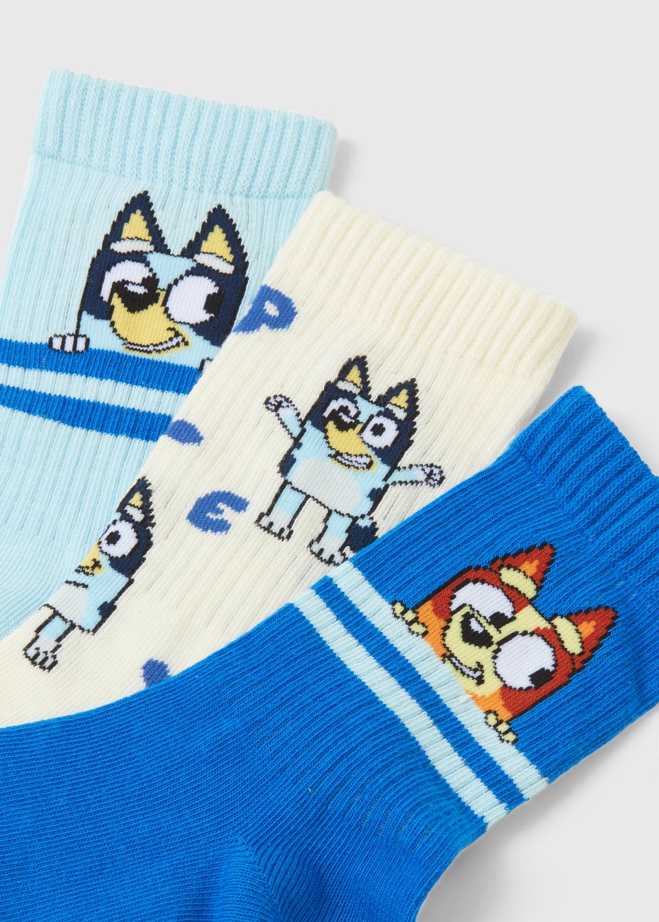 3 Pack Bluey Kids Multicoloured Socks (Younger 6/8.5-Older 4/6.5)