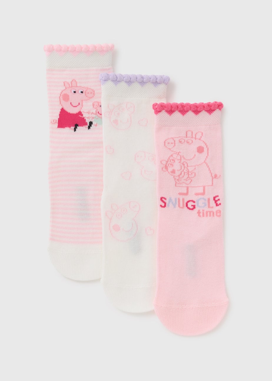 3 Pack Peppa Pig Girls Multicoloured Trainer Socks (Younger 6/8.5- Older 4/6.5)