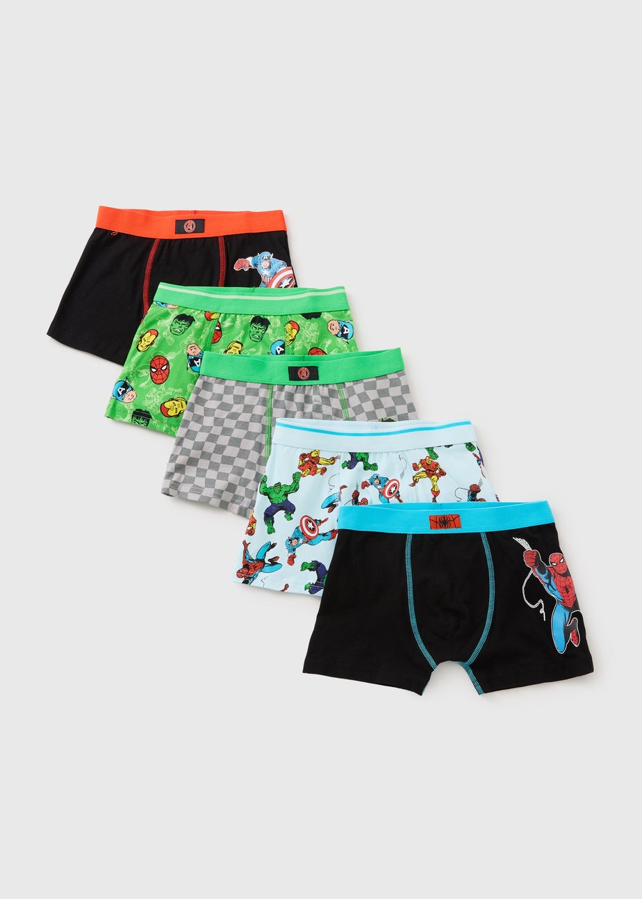 Marvel 5 Pack Boys Multicolour Boxers (4-13yrs)