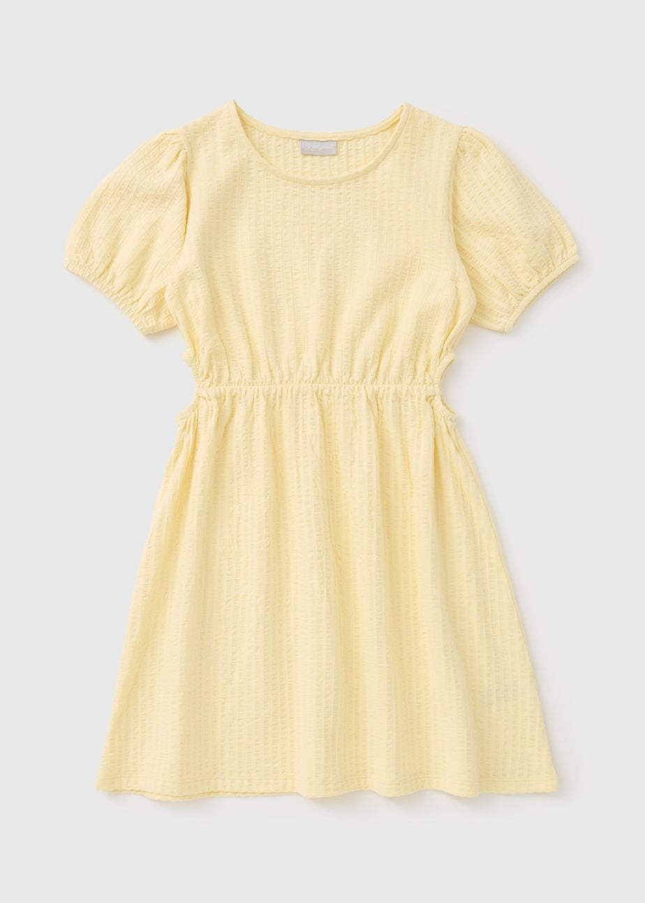 Girls Yellow Textured Dress (7-15yrs)