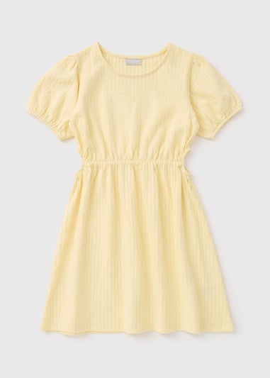 Girls Yellow Textured Dress (7-15yrs)