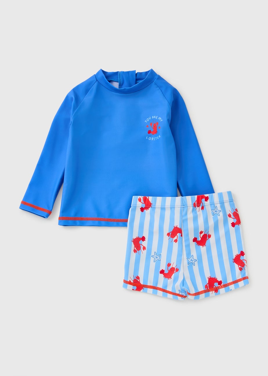 Baby Blue Lobster Rash Vest & Short Set (Newbron-23mths)