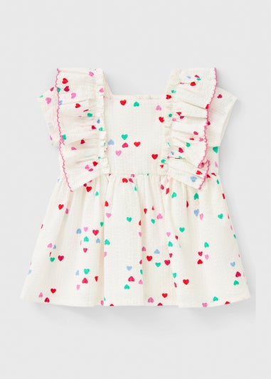 Baby Cream Heart Frill Woven Dress (Newborn-23mths)