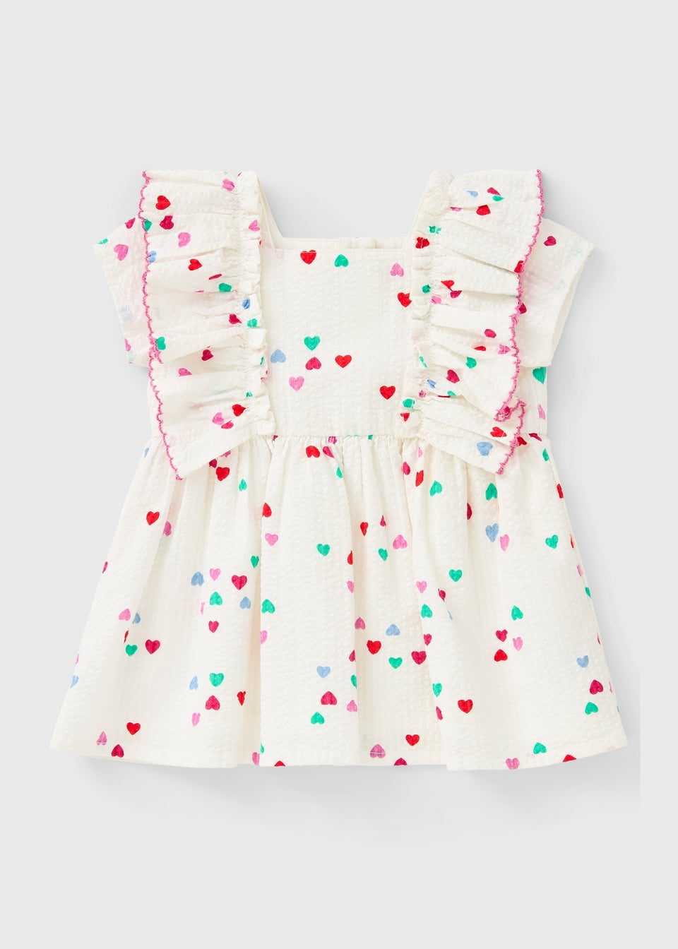 Baby Cream Heart Frill Woven Dress (Newborn-23mths)