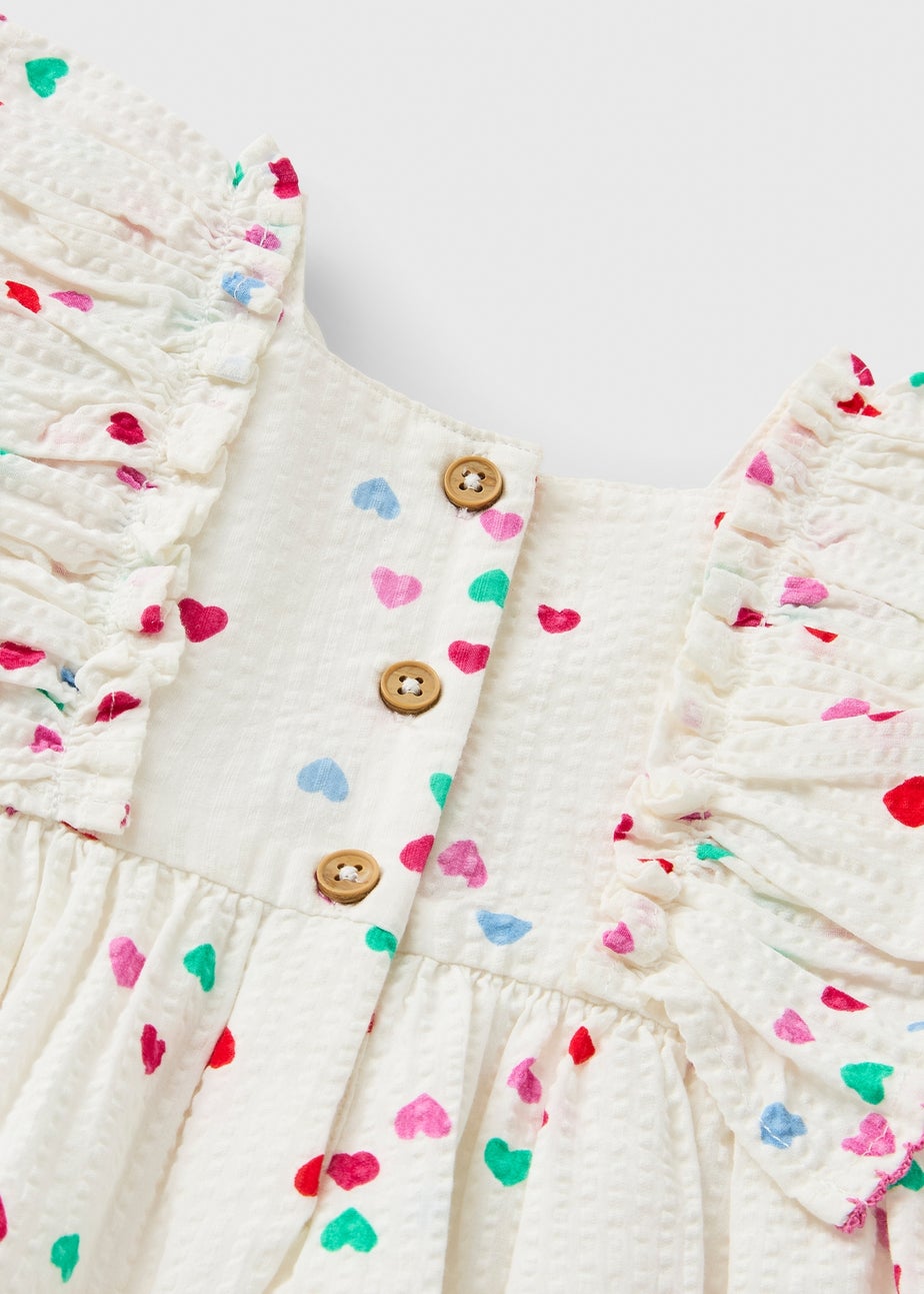 Baby Cream Heart Frill Woven Dress (Newborn-23mths)