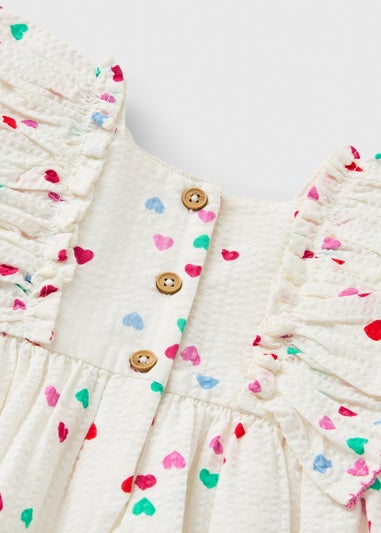Baby Cream Heart Frill Woven Dress (Newborn-23mths)