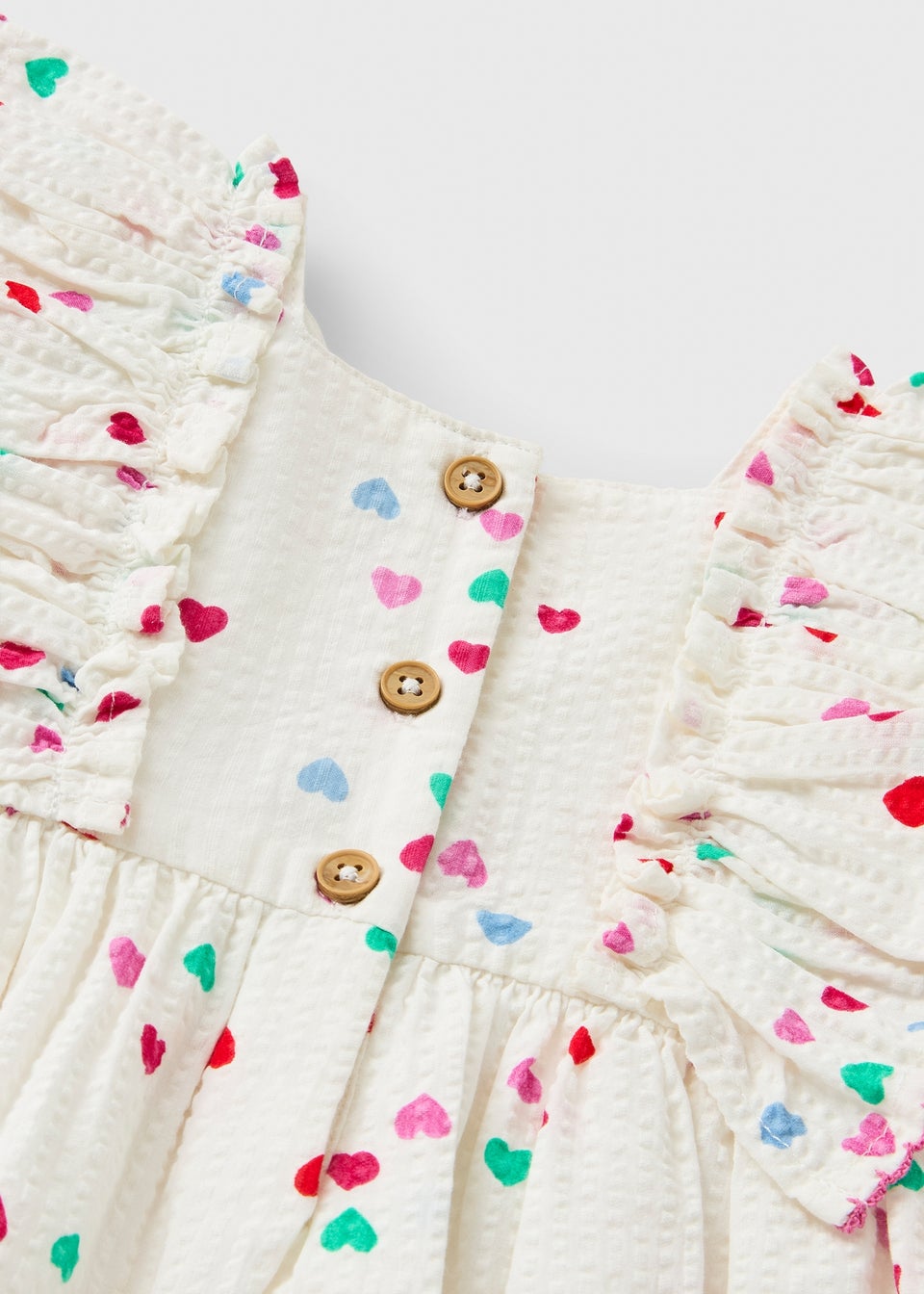 Baby Cream Heart Frill Woven Dress (Newborn-23mths)