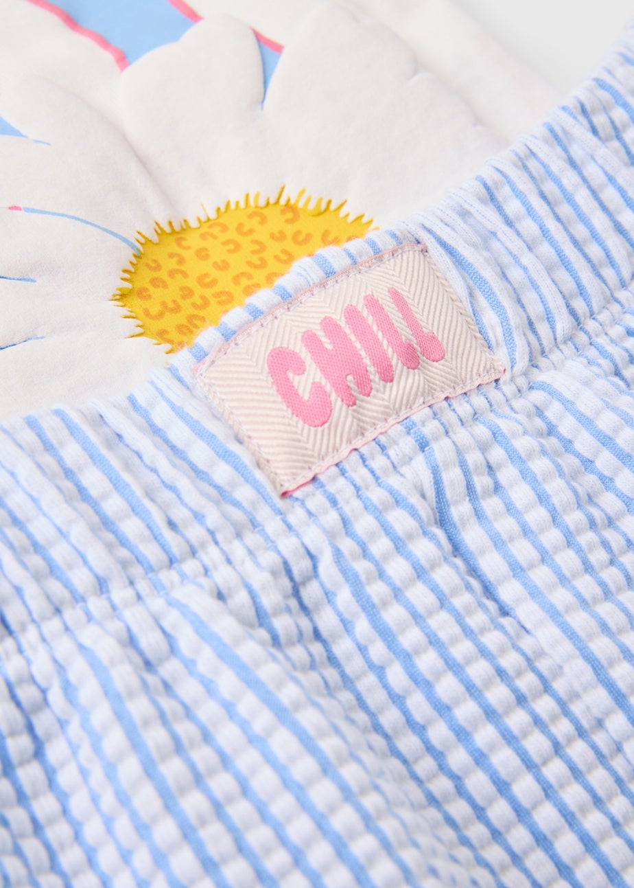 Girls White Daisy Stripe Pyjama Set (7-13yrs)