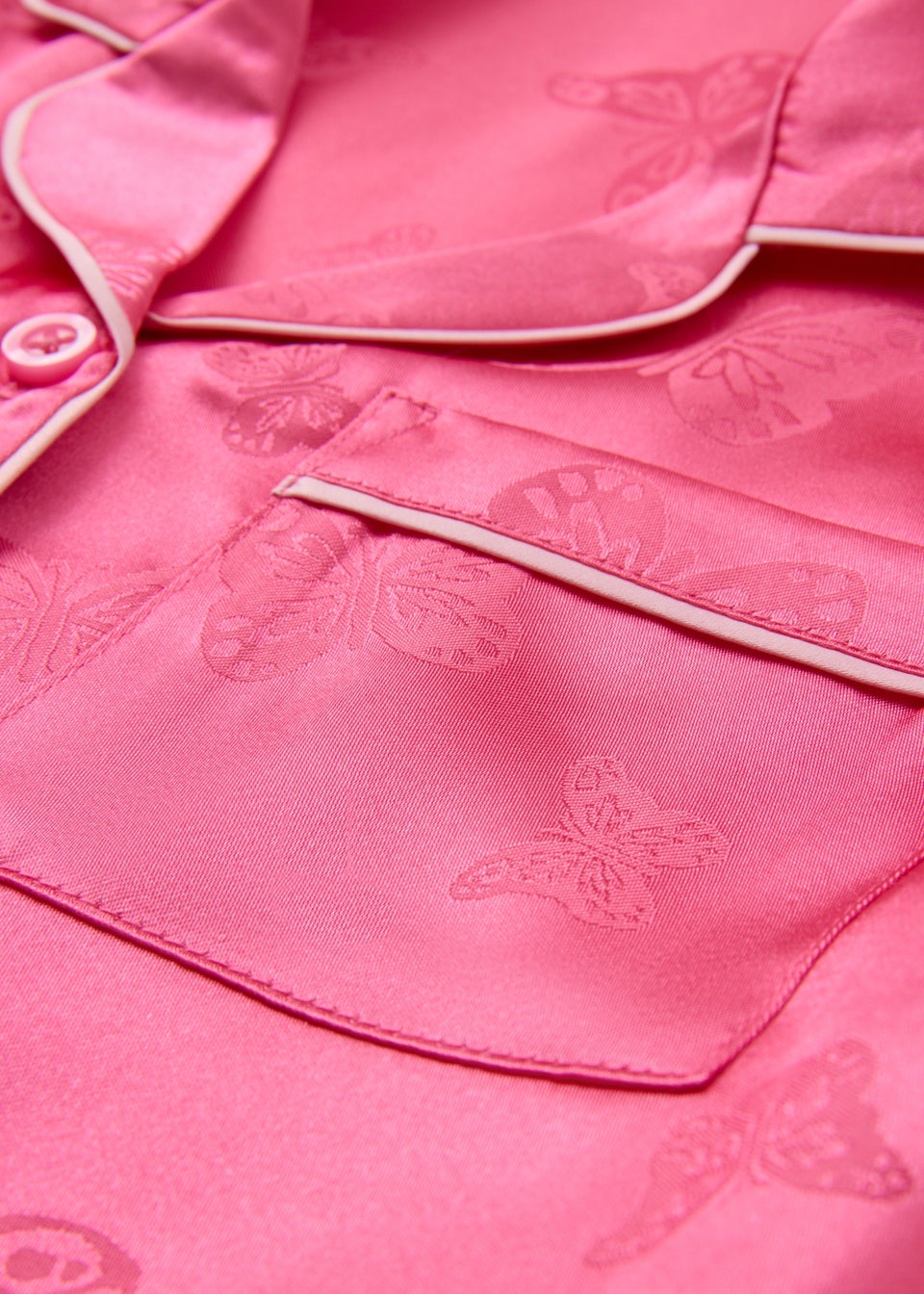 Girls Pink Butterfly Satin Short Pyjama Set (4-13yrs)