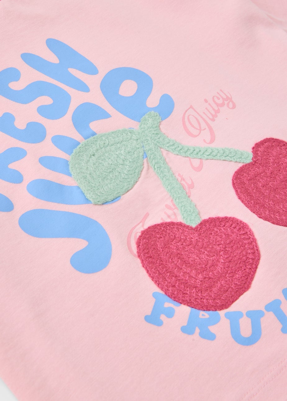 Girls Pink Cherry Check Pyjama Set (7-13yrs)