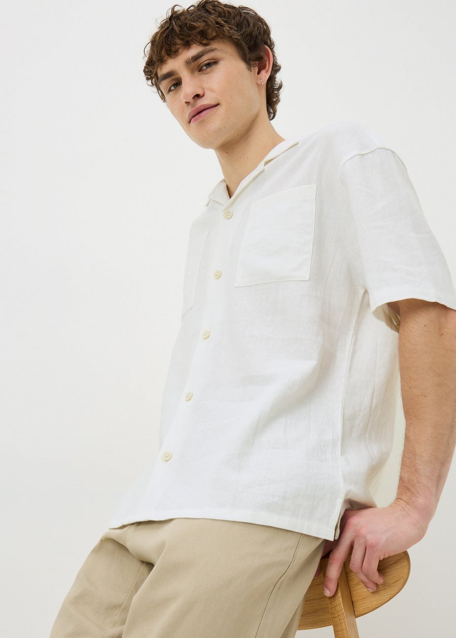 White Linen Short Sleeve Shirt