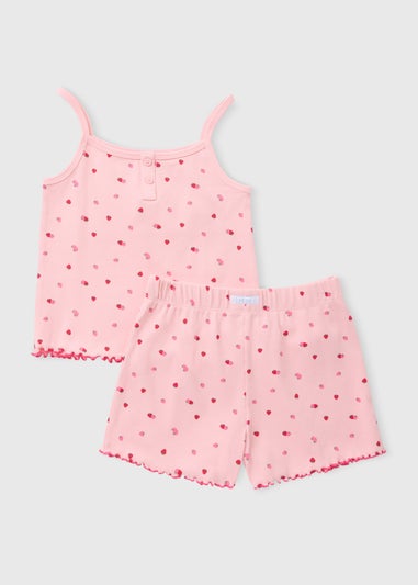 Girls Pink Strawberry Strappy Pyjama Set (7-13yrs)