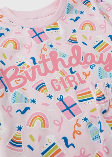 Girls Pink Birthday Girl Short Pyjama Set (1-7yrs)
