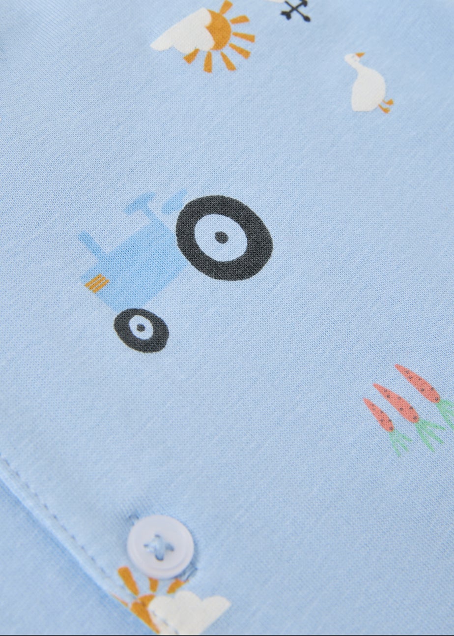 Kids Blue Farm Button Up Short Pyjama Set (1-7yrs)