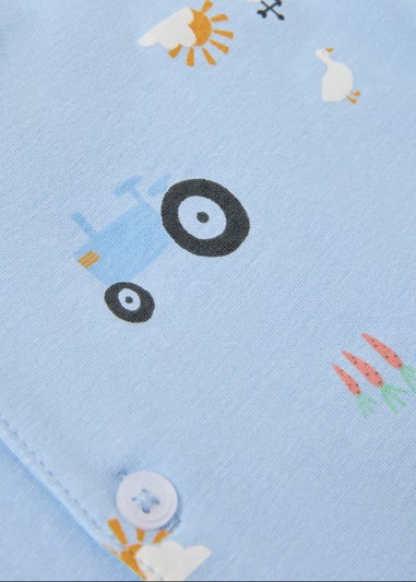 Kids Blue Farm Button Up Short Pyjama Set (1-7yrs)