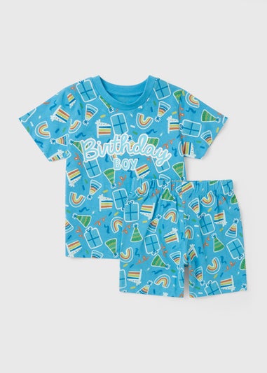 Boys Blue Birthday Boy Short Pyjama Set (1-7yrs)