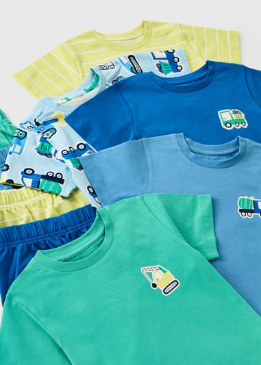 5 Pack Boys Blue Digger Pyjama Sets (1-7yrs)