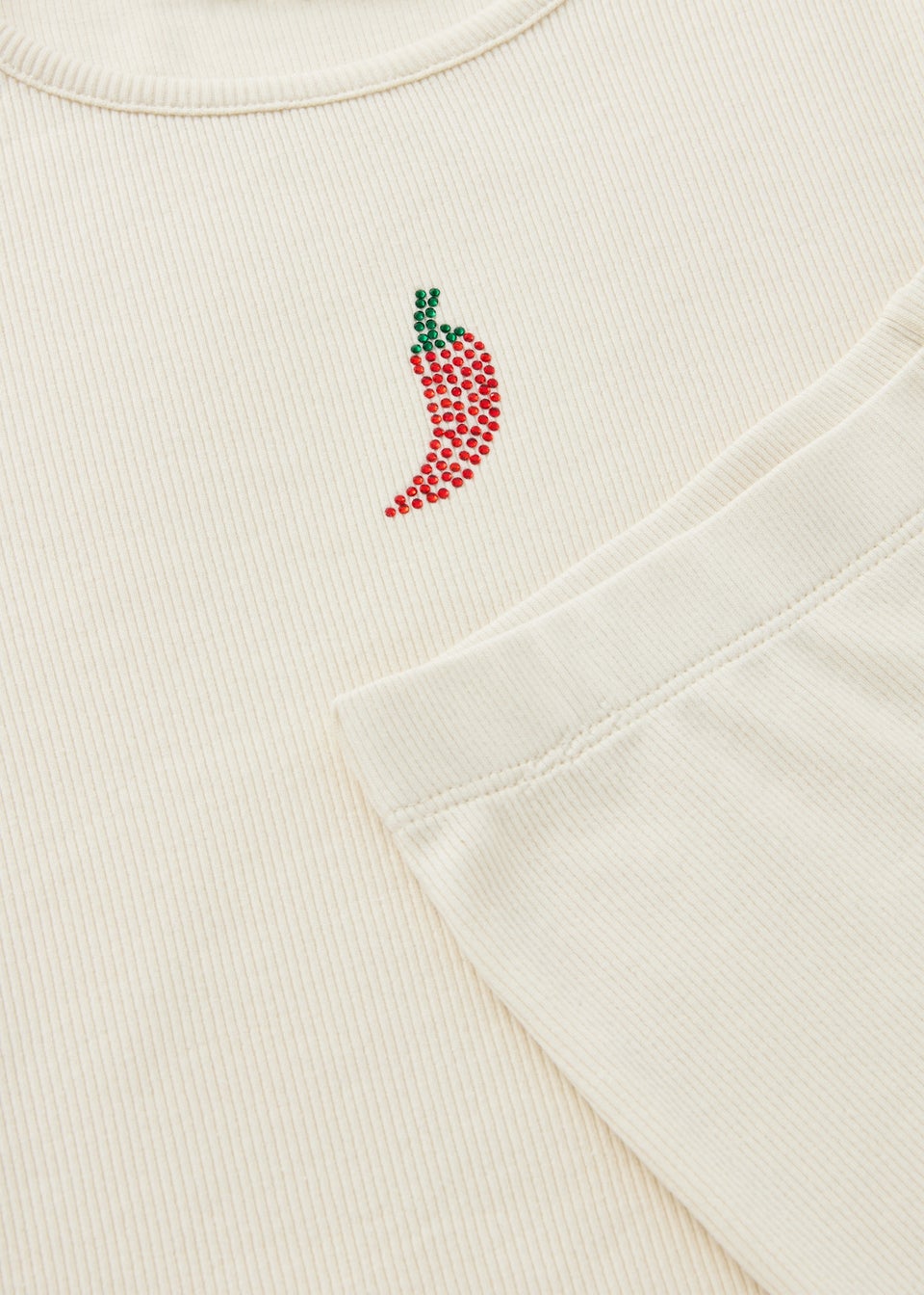 Girls Cream Chilli Ribbed Top & Short Set (7-15yrs)