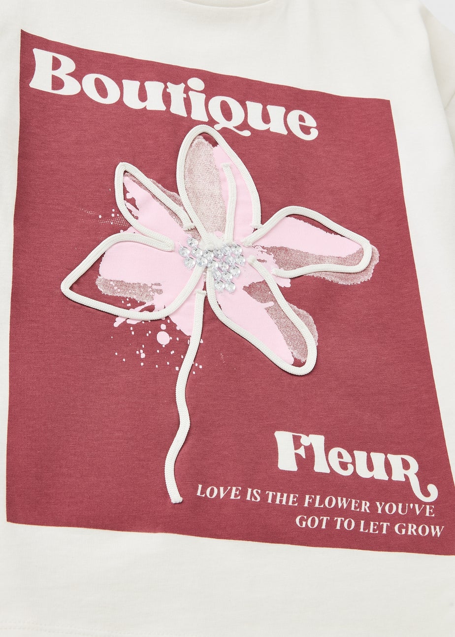 Girls White Boutique Fleur T-Shirt (7-15yrs)