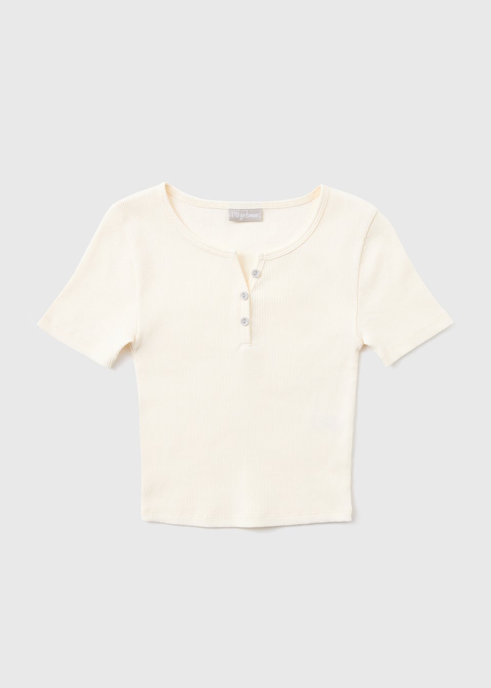 Girls Cream Henley Top (7-15yrs)