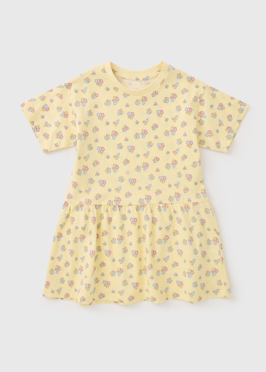 Girls Yellow Floral Dress (1-7yrs)