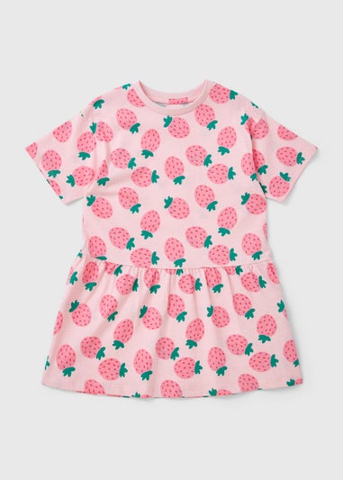 Girls Pink Strawberry Dress (1-7yrs)