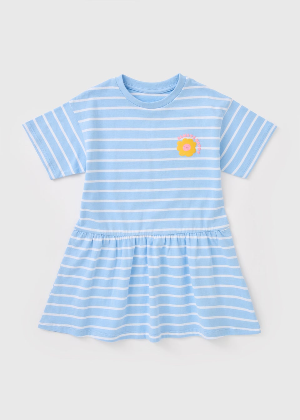 Girls Blue Stripe Flower Dress (1-7yrs)