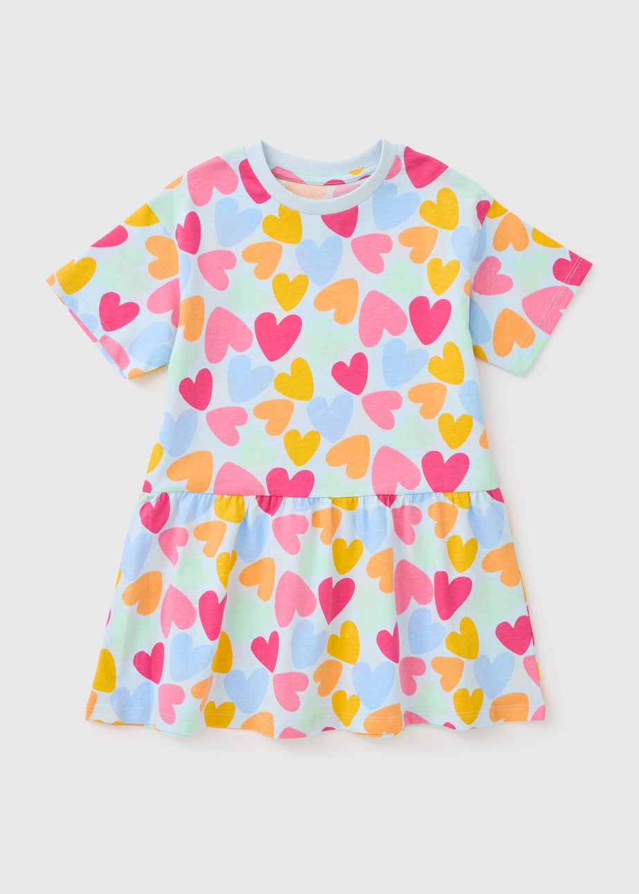 Girls Blue Heart Dress (1-7yrs)
