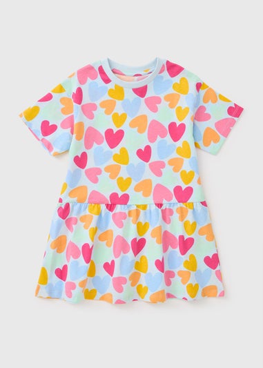 Girls Blue Heart Dress (1-7yrs)