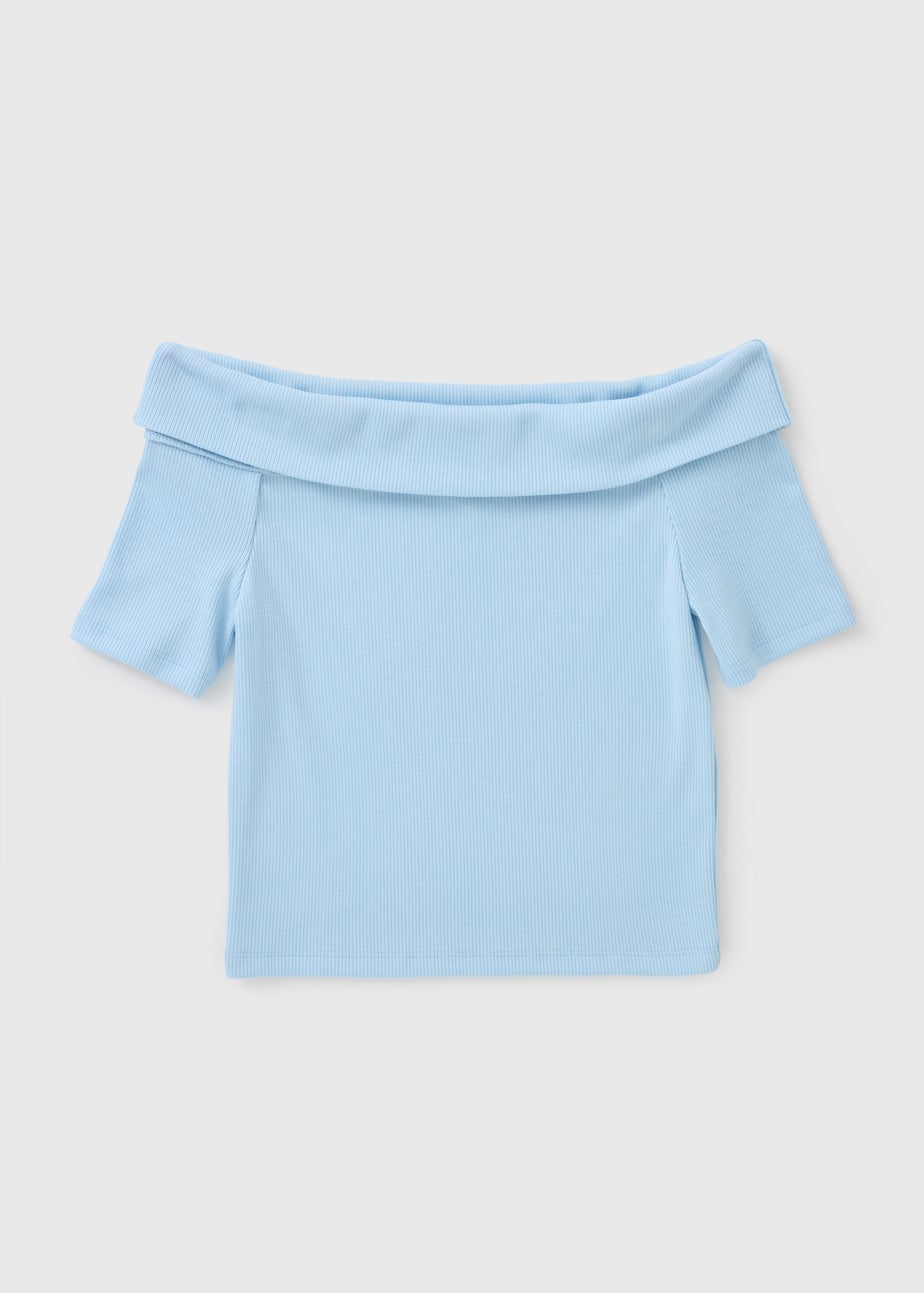 Girls Blue Bardot Top (7-15yrs)