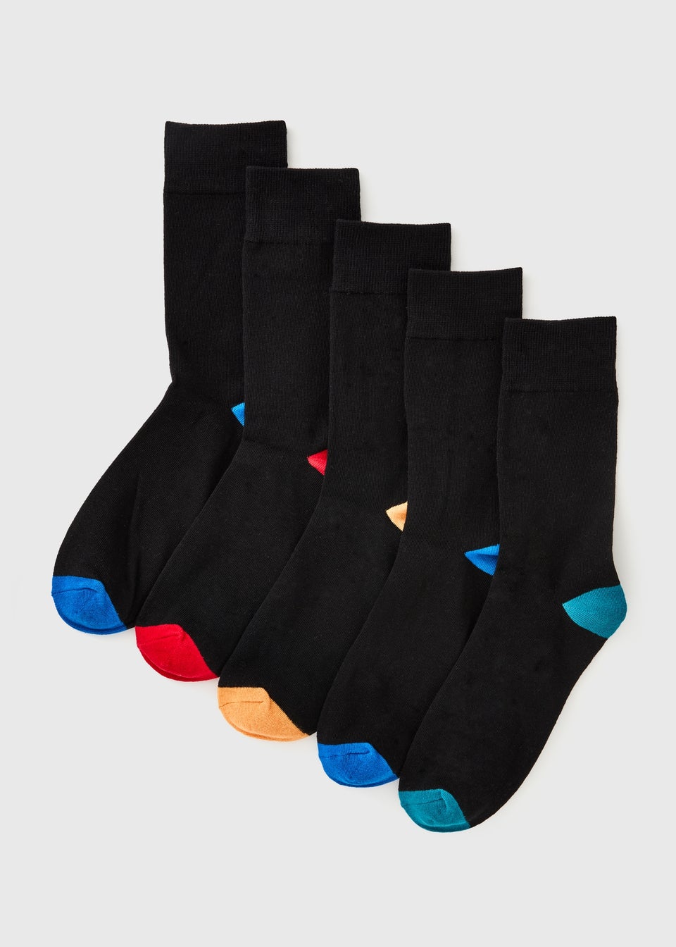 5 Pack Black Heel & Toe Ankle Socks