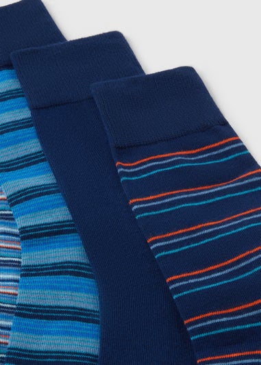 5 Pack Blue Design Striped Socks