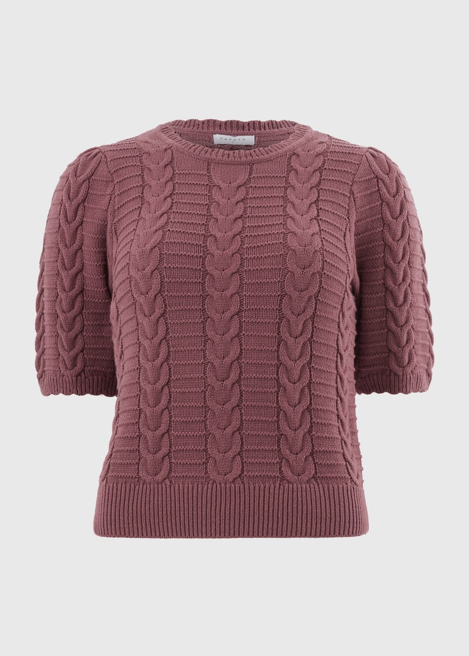 Raspberry Pretty Cable Short Sleeve Jumper