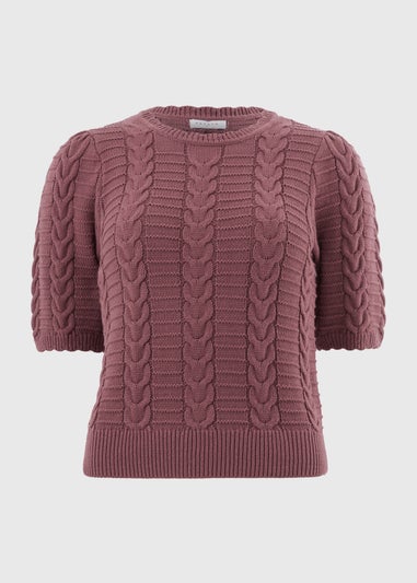 Raspberry Pretty Cable Short Sleeve Jumper