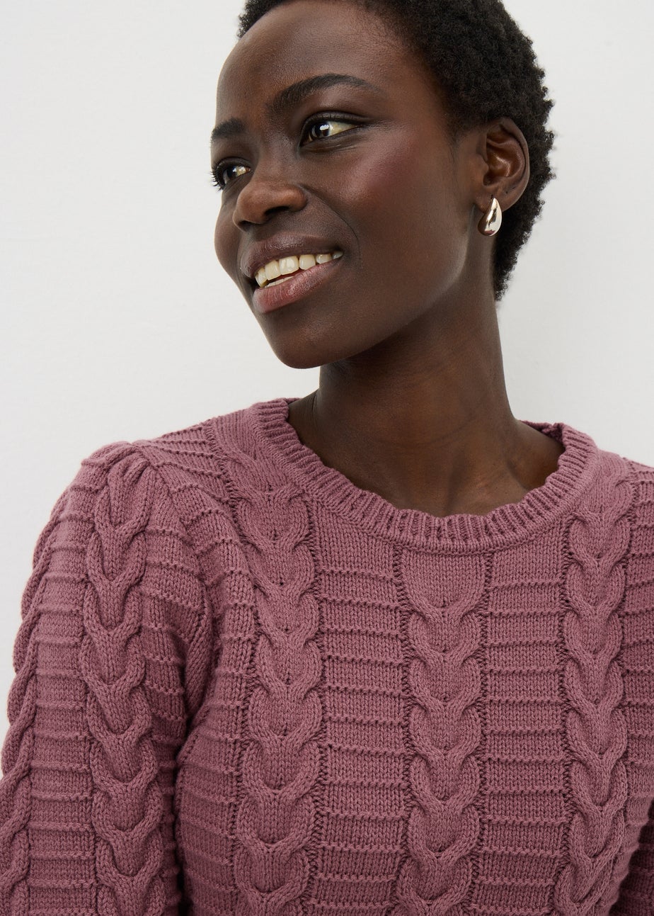 Raspberry Pretty Cable Short Sleeve Jumper