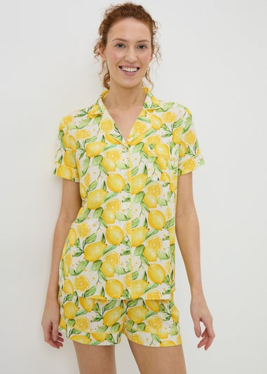 Lemon Button Up Short Pyjama Set