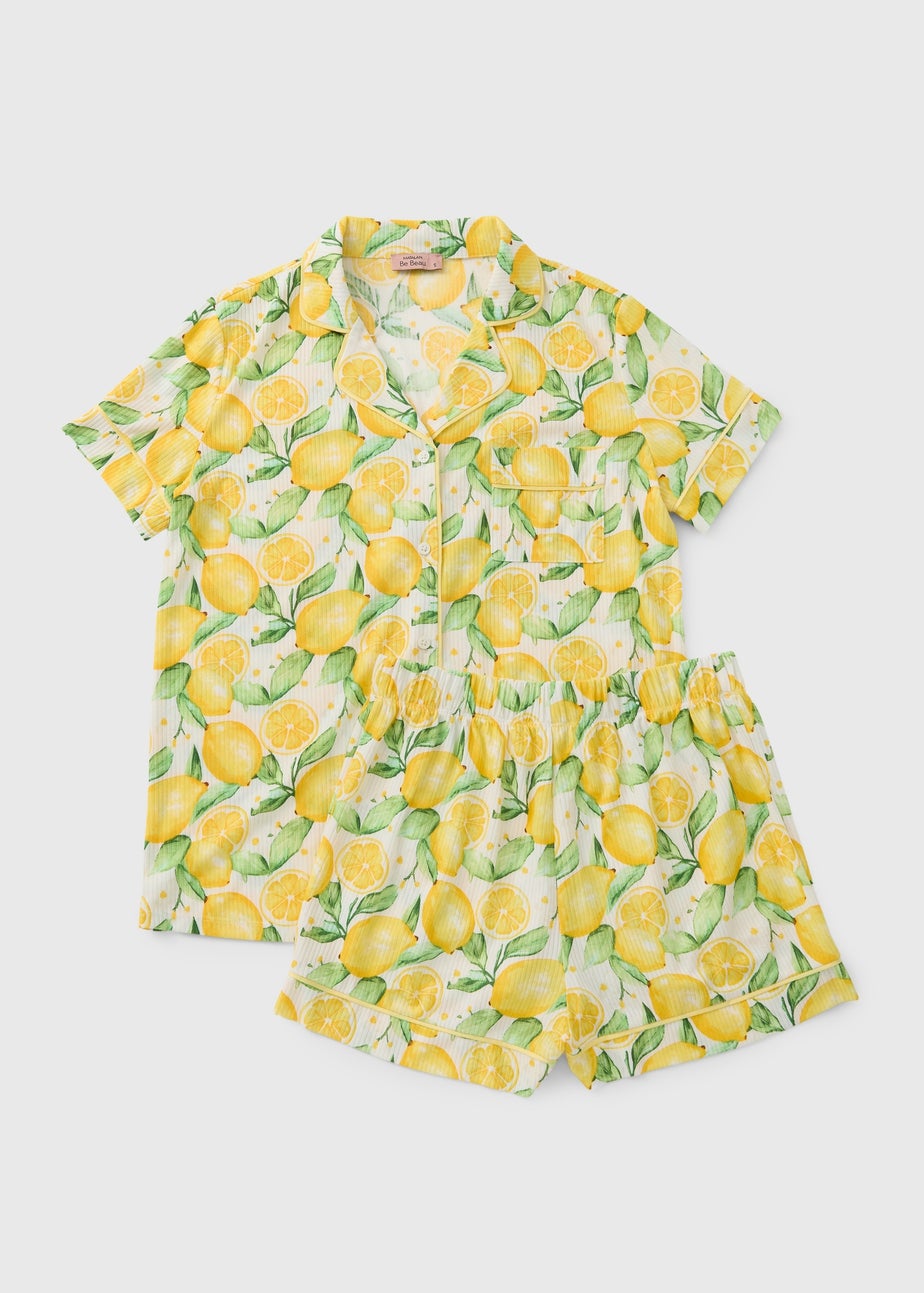 Lemon Button Up Short Pyjama Set