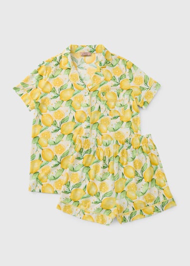 Lemon Button Up Short Pyjama Set