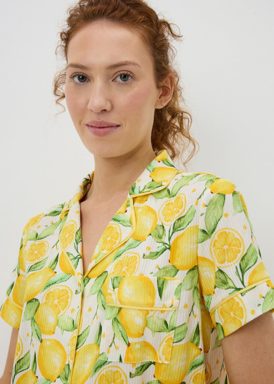 Lemon Button Up Short Pyjama Set