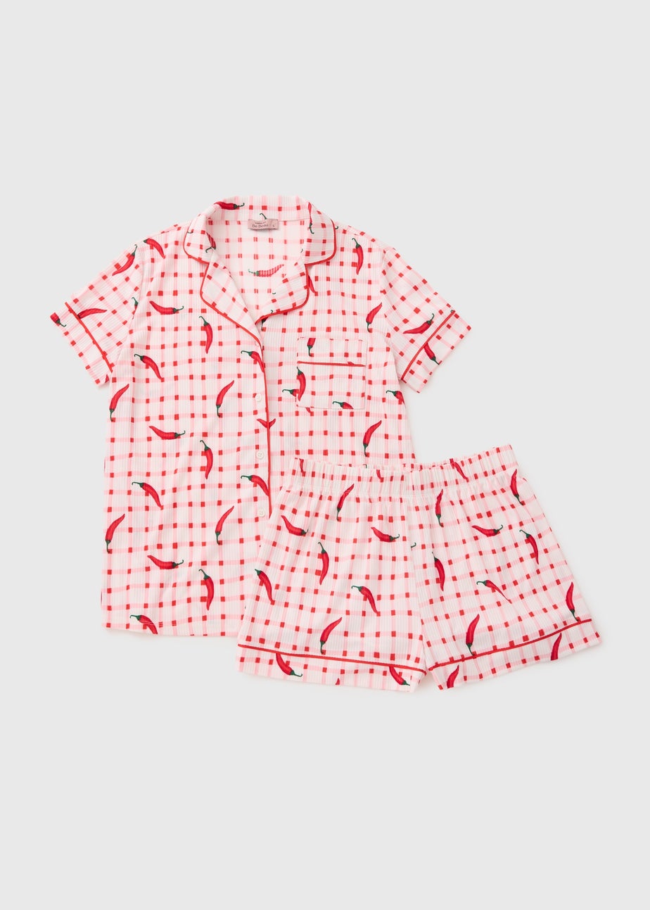Red Chilli Button Up Short Pyjama Set