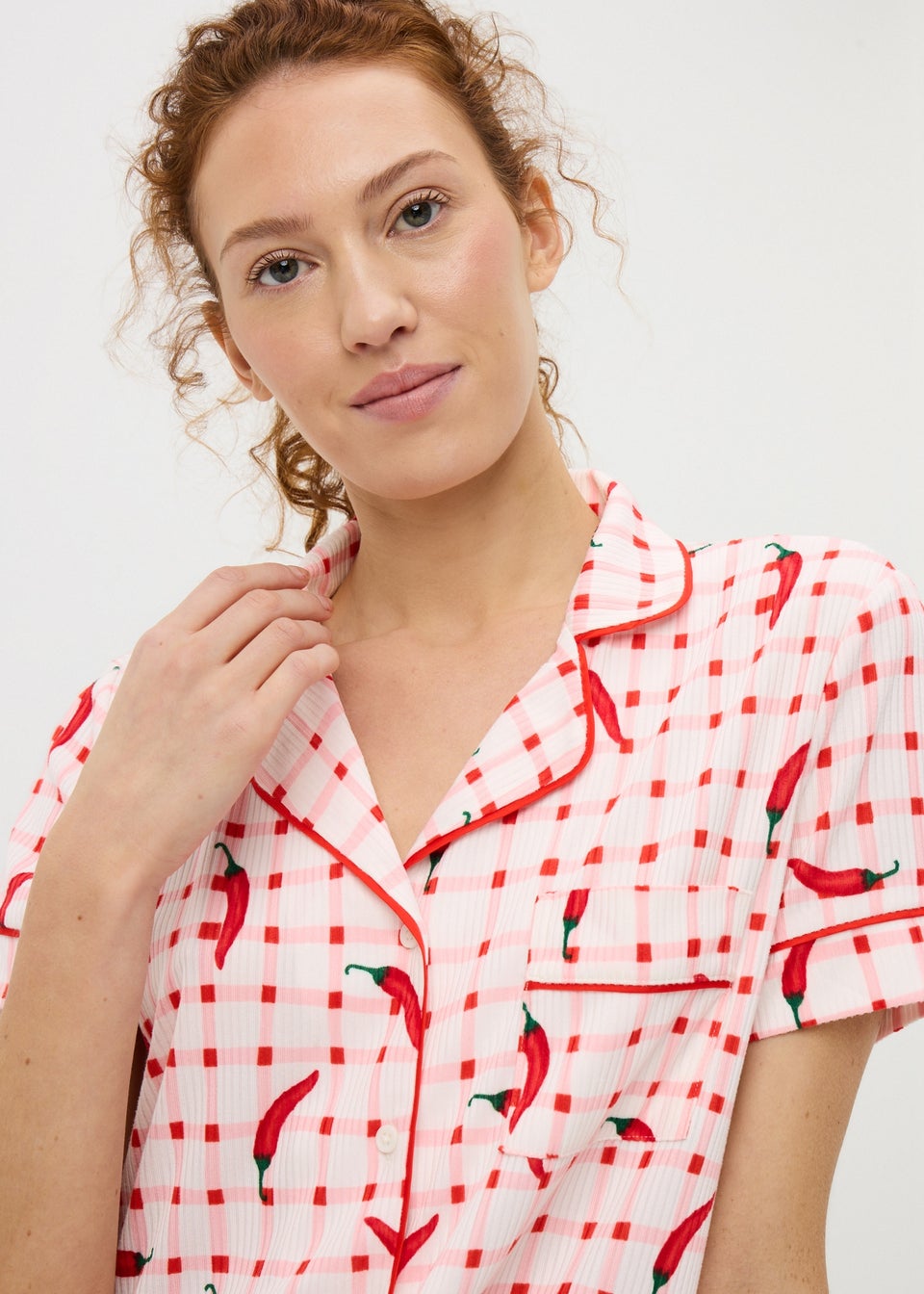 Red Chilli Button Up Short Pyjama Set